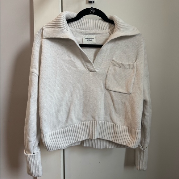 Abercrombie Cream Notch Neck Sweater - Picture 1 of 3